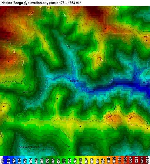 Nasino-Borgo elevation map