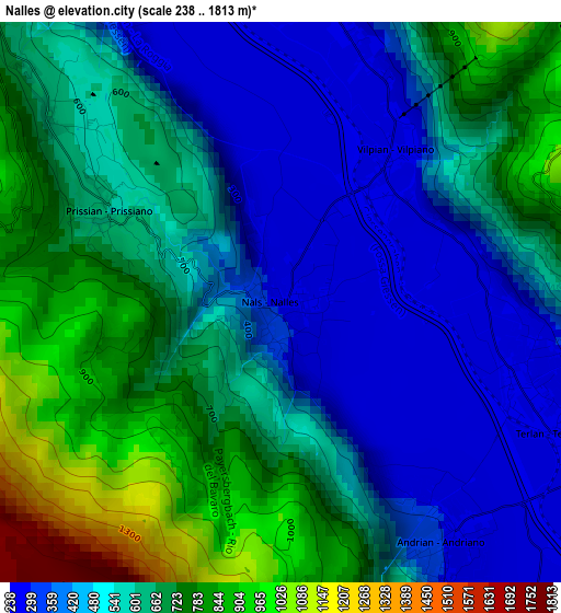 Nalles elevation map