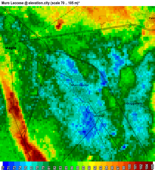 Muro Leccese elevation map