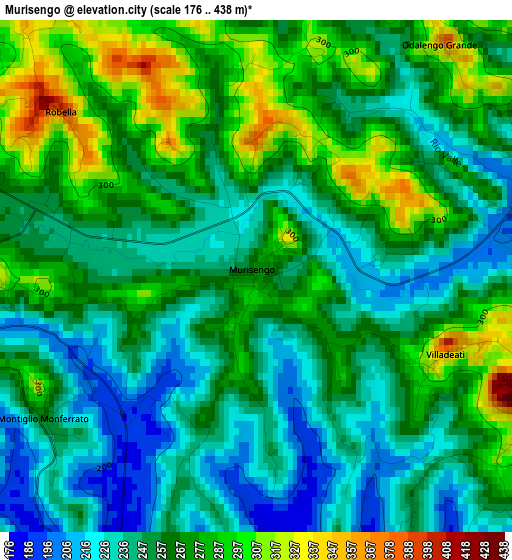 Murisengo elevation map