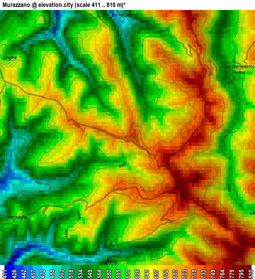 Murazzano elevation map