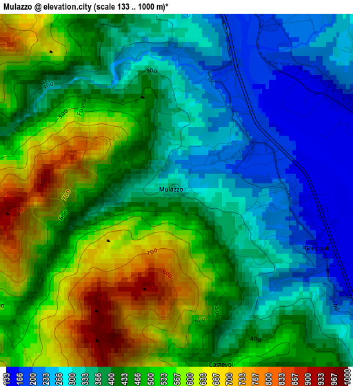 Mulazzo elevation map