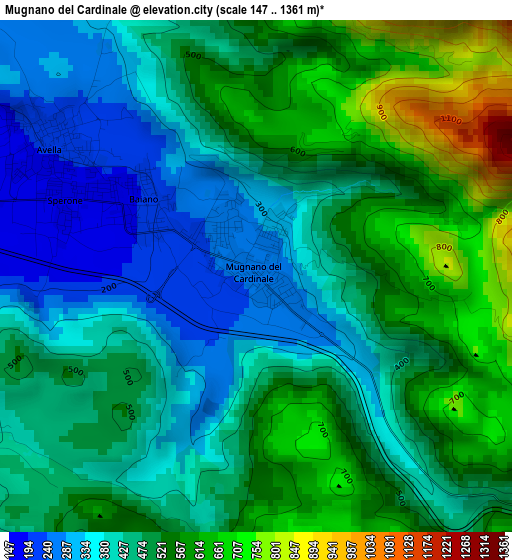 Mugnano del Cardinale elevation map