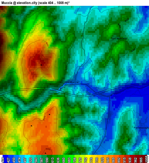 Muccia elevation map