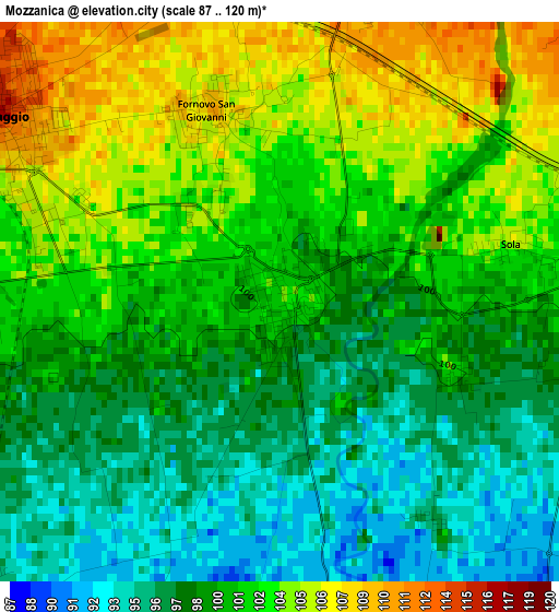 Mozzanica elevation map