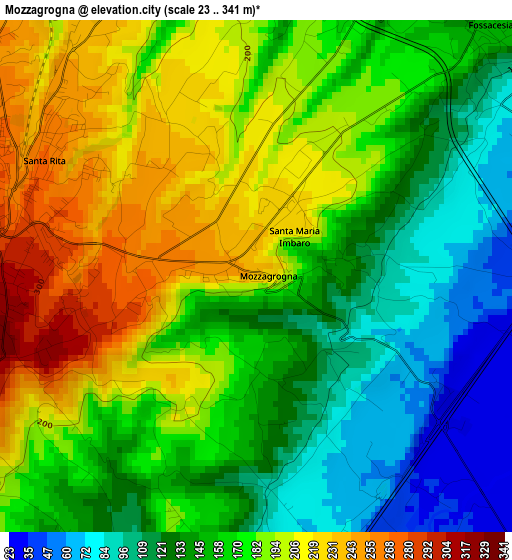 Mozzagrogna elevation map