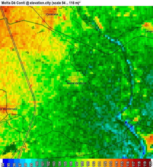 Motta Dè Conti elevation map