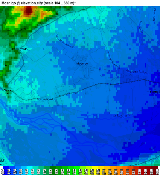 Mosnigo elevation map