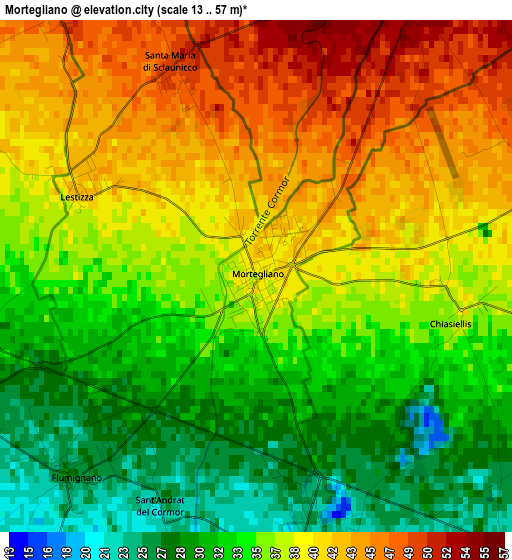 Mortegliano elevation map