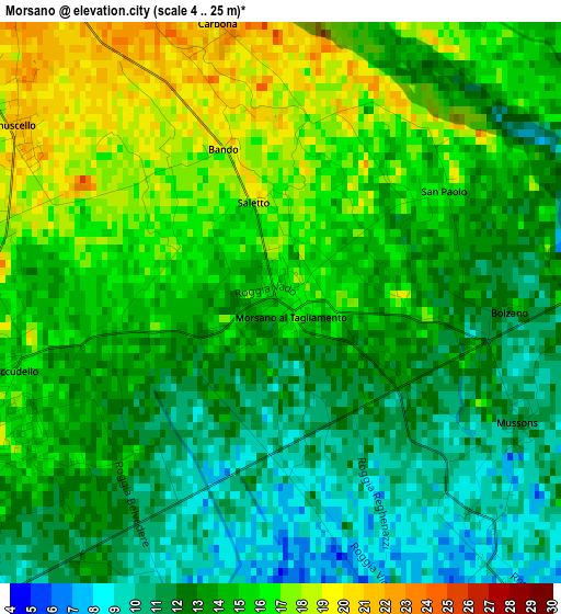 Morsano elevation map