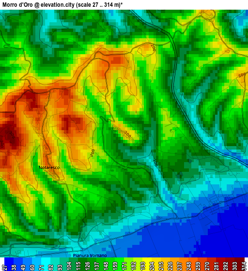 Morro d'Oro elevation map