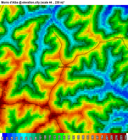 Morro d'Alba elevation map