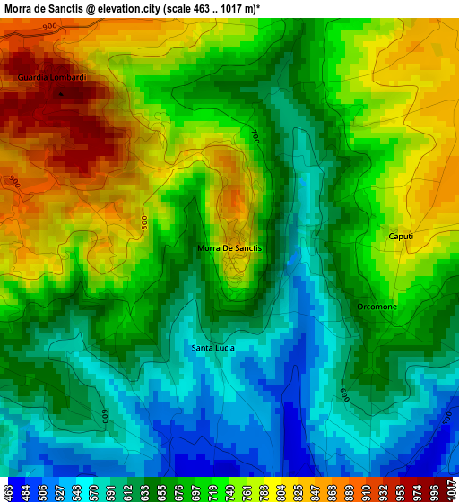 Morra de Sanctis elevation map