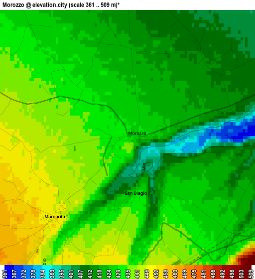 Morozzo elevation map