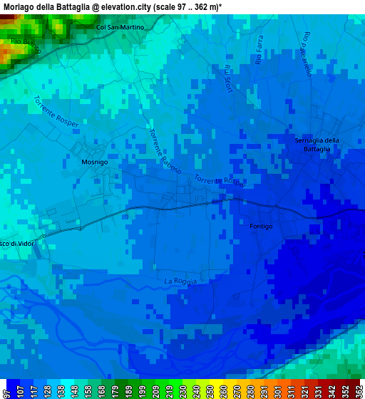 Moriago della Battaglia elevation map