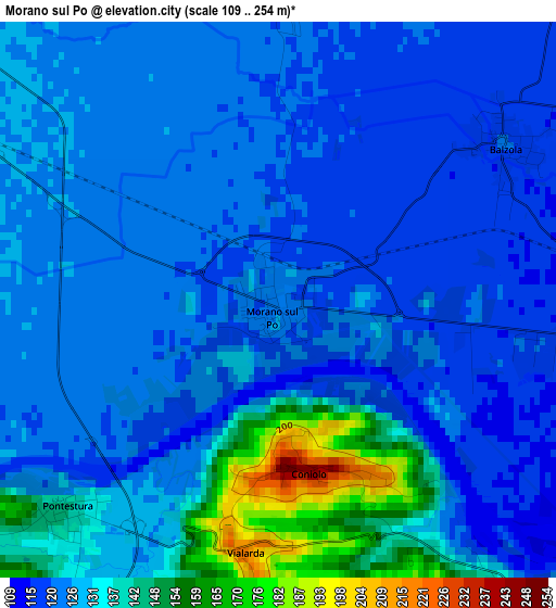 Morano sul Po elevation map