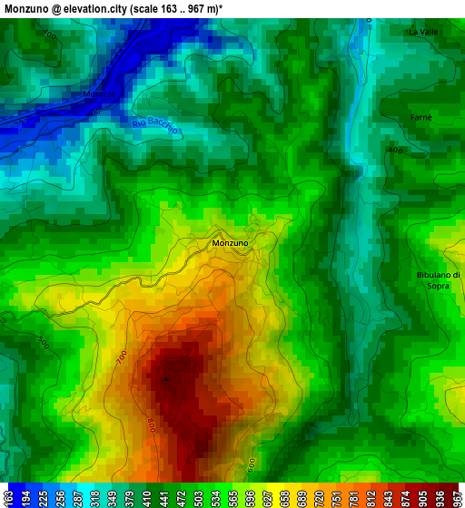 Monzuno elevation map