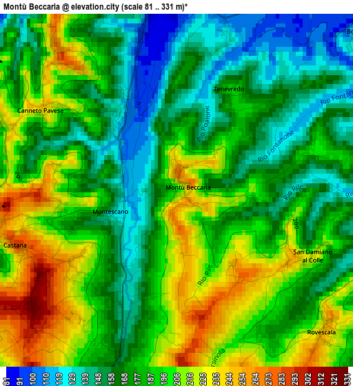 Montù Beccaria elevation map