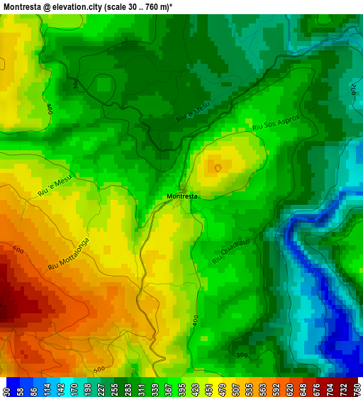 Montresta elevation map