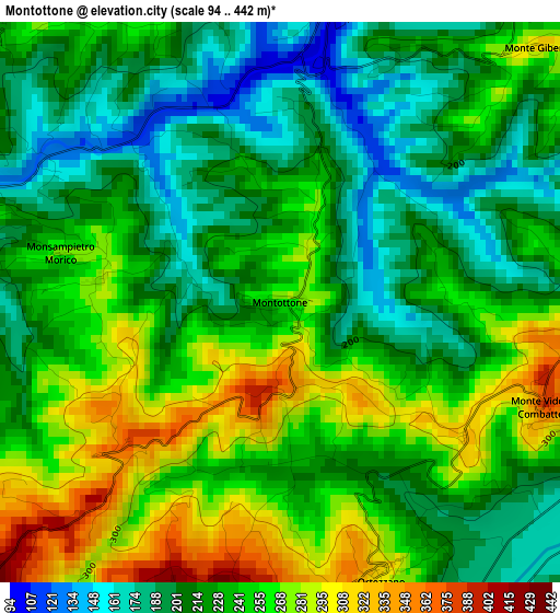 Montottone elevation map