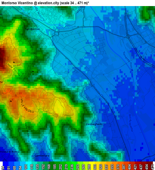 Montorso Vicentino elevation map