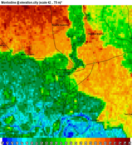 Montodine elevation map