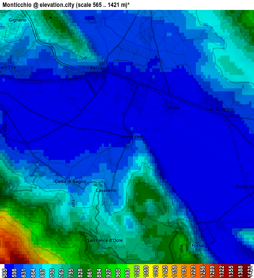 Monticchio elevation map