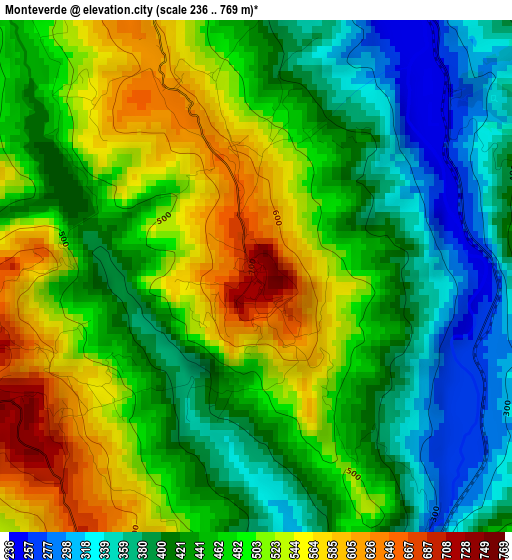 Monteverde elevation map