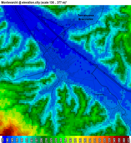 Montevarchi elevation map