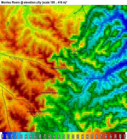 Monteu Roero elevation map