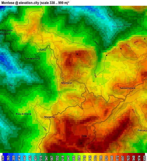 Montese elevation map