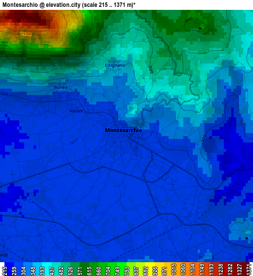 Montesarchio elevation map