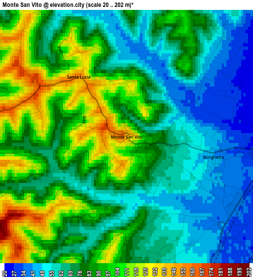 Monte San Vito elevation map