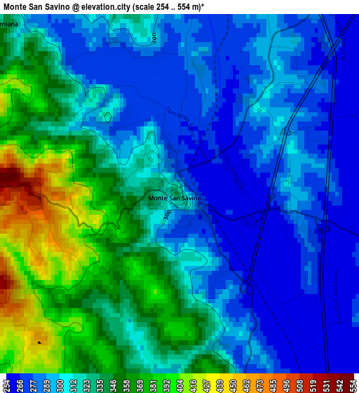 Monte San Savino elevation map