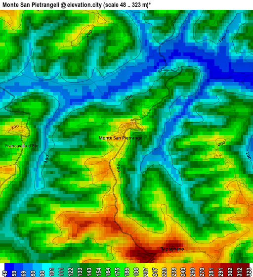 Monte San Pietrangeli elevation map