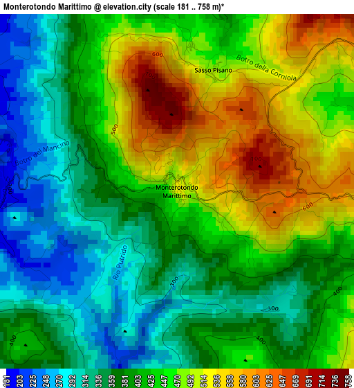 Monterotondo Marittimo elevation map