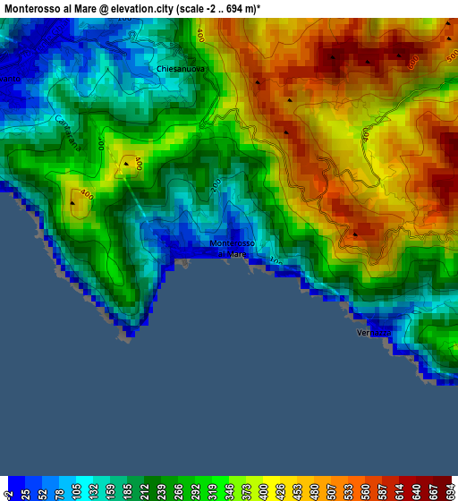 Monterosso al Mare elevation map