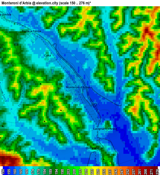 Monteroni d'Arbia elevation map