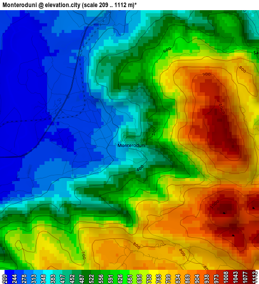 Monteroduni elevation map