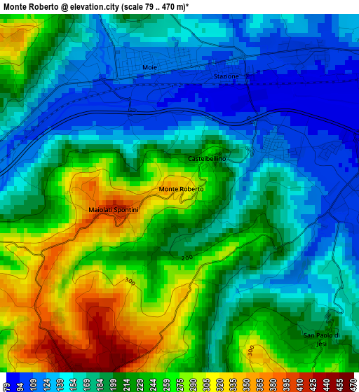 Monte Roberto elevation map