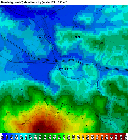 Monteriggioni elevation map