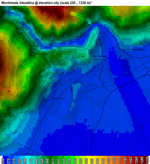 Montereale Valcellina elevation map