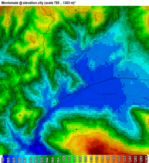 Montereale elevation map