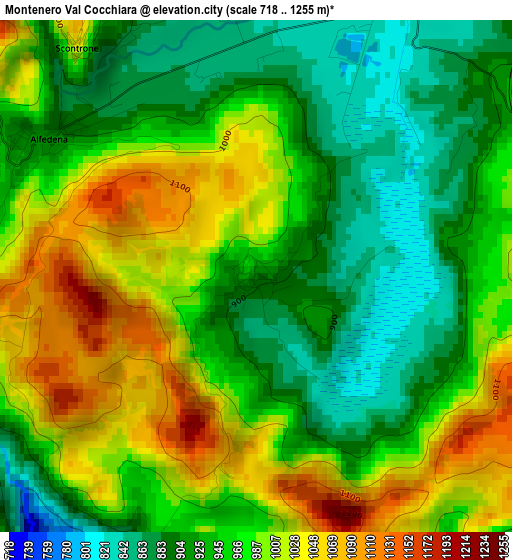 Montenero Val Cocchiara elevation map