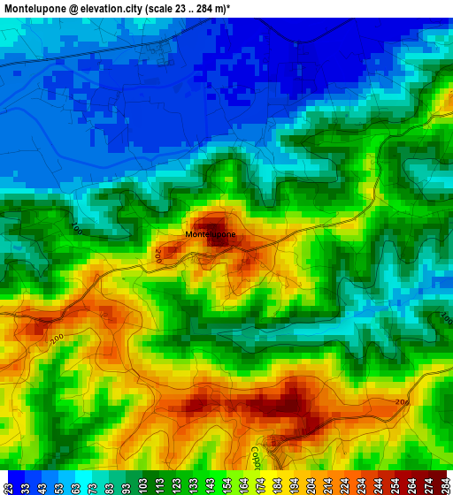 Montelupone elevation map