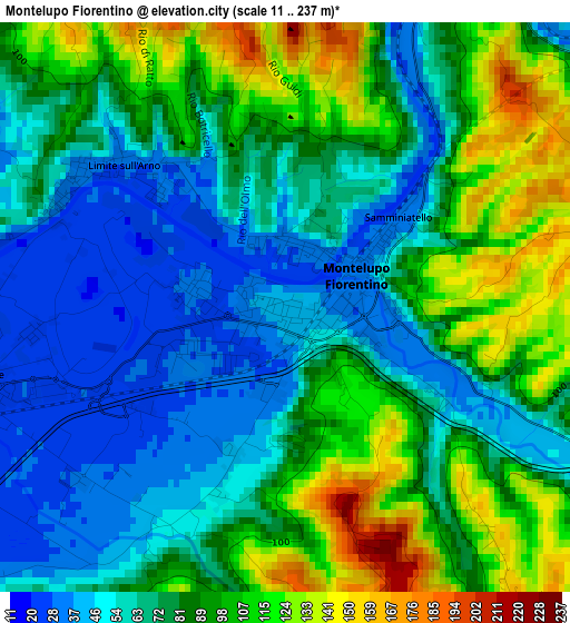 Montelupo Fiorentino elevation map