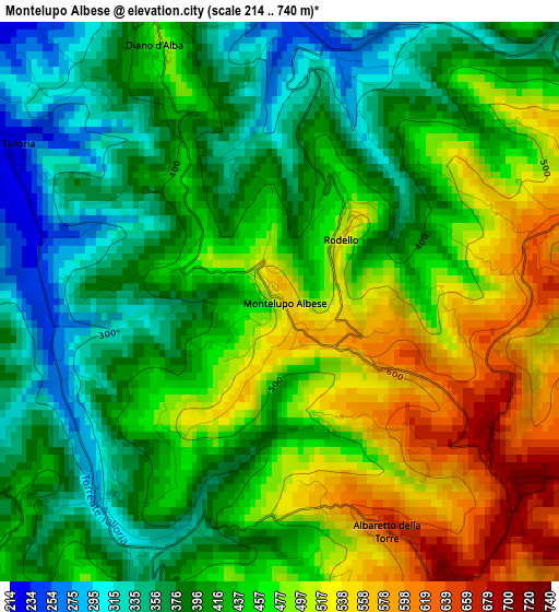 Montelupo Albese elevation map