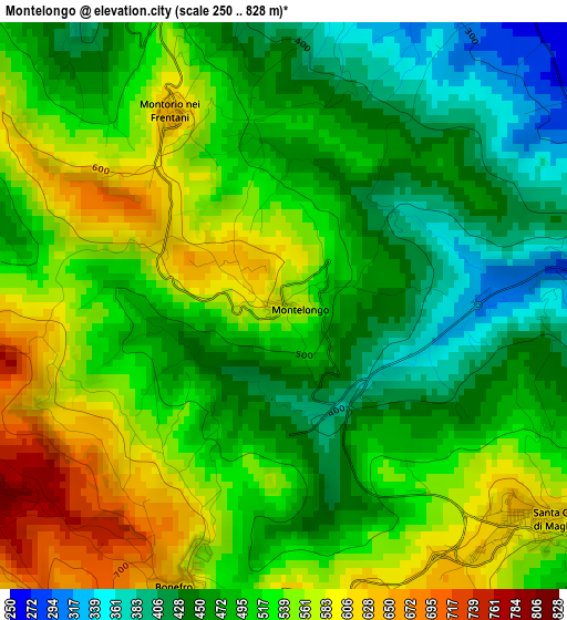 Montelongo elevation map