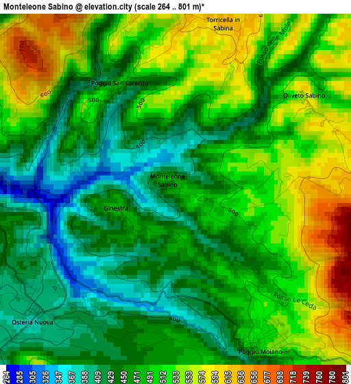 Monteleone Sabino elevation map