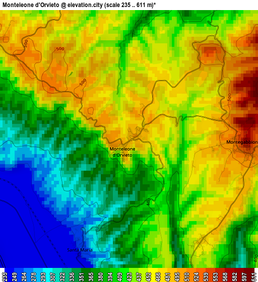 Monteleone d'Orvieto elevation map